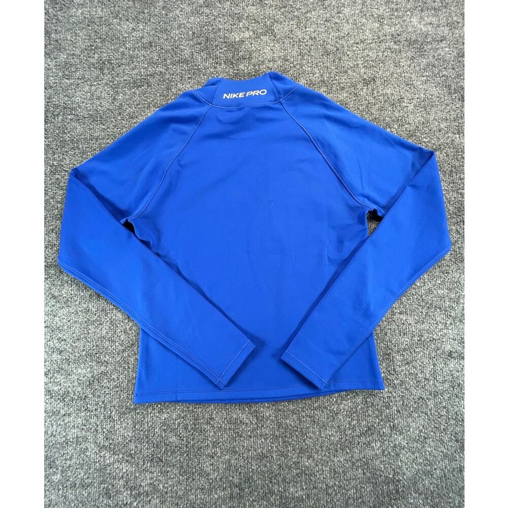 Nike Pro Dri-FIT Compression Mock Neck Shirt Women's Medium Blue Athletic - Picture 2 of 6